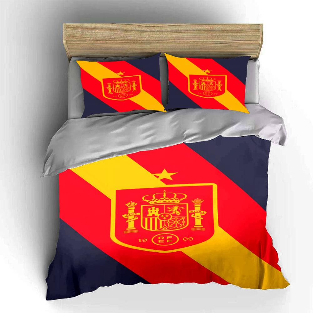 Flag-themed Spanish Emblem Bedding Sets Duvet Cover Sets Duvet Covers Pillowcases(1*Duvet Cover 2*Pillowcases Without Duvet Insert)