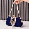 Luxury Design Female Evening Bag Retro Formal Occasion Diamond Velvet Handbag Wedding Party Mother's Purple Red Clutch Bags