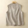 Retro Casual Cotton Linen Vest Simple Sleeveless Waistcoat Elegant Round Neck Top for Women