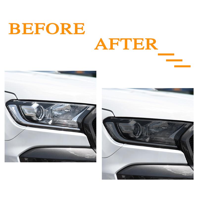 High-Definition For Ford Ranger Wildtrak Raptor 2015-Present Car Headlight Protective Film Tint Black Transparent TPU Stickers