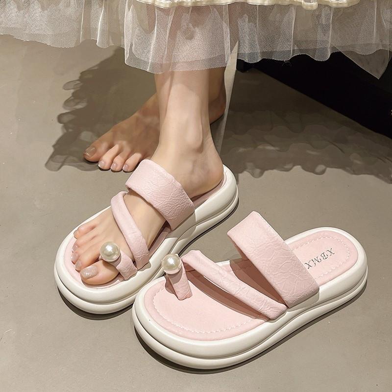 Fashion Shoes String Bead Rubber Flip Flops Ladies' Slippers Slipers Women Platform Luxury Slides Hawaiian 2025 Soft Designer Summer