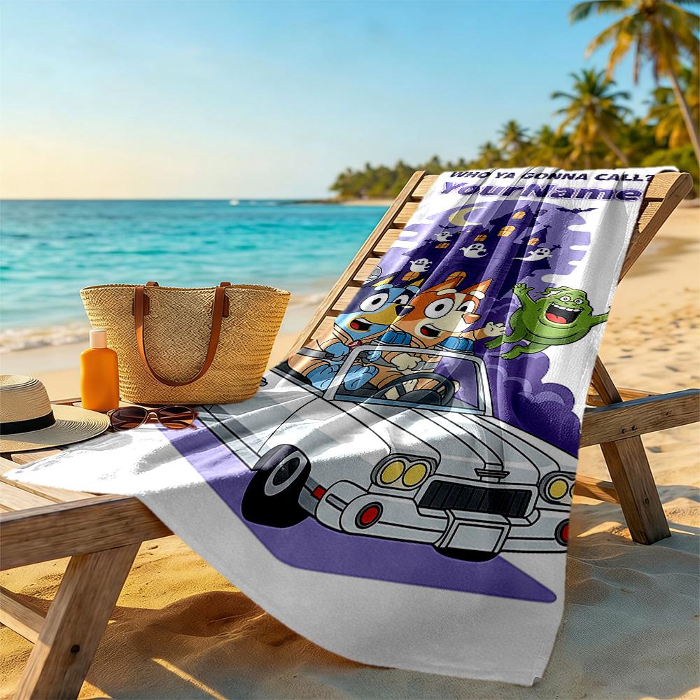 Bluey Personalized Text Beach Towel High Absorbency & Quick-Dry Perfect for Traveling Yoga Camping and Swimming