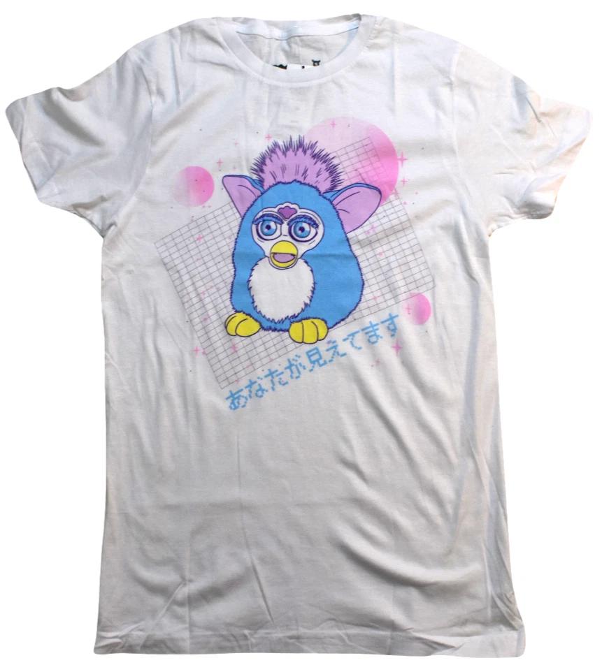 

Furby Juniors Кавайная Белая Рубашка Свободного Кроя Boyfriend Fit От Goodie Два Рукава Новая с Биркой S-XL 2XL