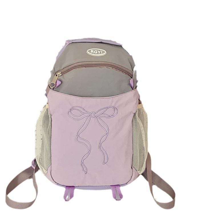 Schoolbag manufacturers wholesale girl small fresh embroidery bow backpack school super light cute schoolbag short-distance backpack tide
