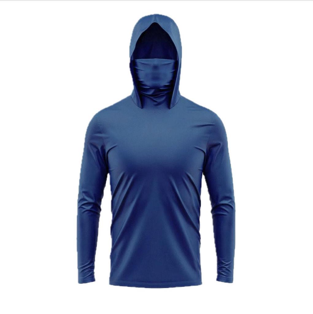 Op Voorraad UPF50+ Heren Zonwerende Vis Hoodie met Masker