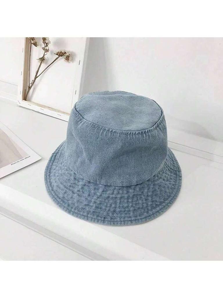 Denim Bucket Hat For Women Sun Protection Casual Korean Style Spring Summer Autumn