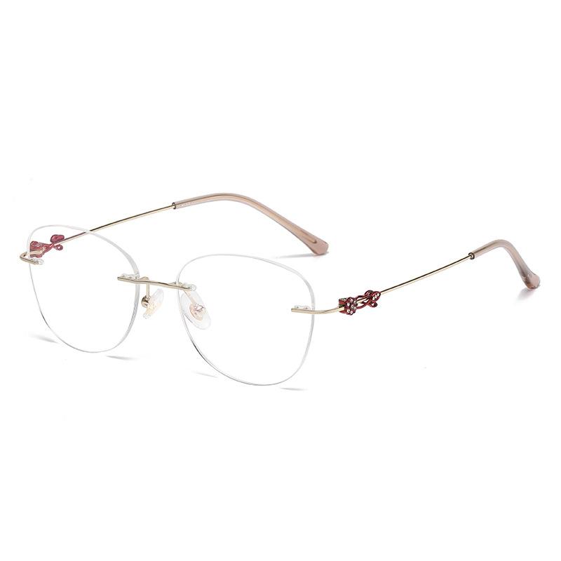 New Luxury Rimless Glasses Cat Eye Glasses Butterfly Eyewear Ultra Light Titanium Optical Prescription Eyeglasses Frames Women