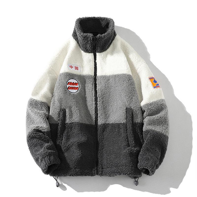 Abrigo de Moda de Lana de Cordero de Otoño e Invierno para Hombre, Tendencia Urbana, Cálido, Casual, Color Mezclado