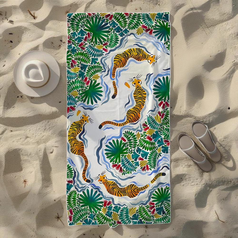Affe & Tropischer Dschungel Strandtuch, Weich Schnelltrocknend, Perfekt Für Tragbare Outdoor-Reisen, Schwimmen, Camping Und Sommerstrand