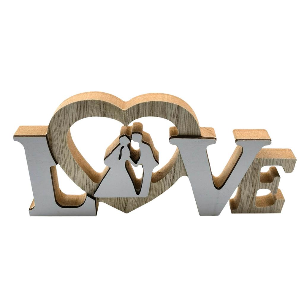 Holz Dekorative Liebeszeichen Retro Hochzeit Tischaufsteller Tischschmuck Süßes Geschenk für Valentinstag Erntedankfest Handarbeit