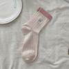 Women's Thin Cotton Love Bow Embroidery Color Collision Mesh Breathable Tube Stack Socks