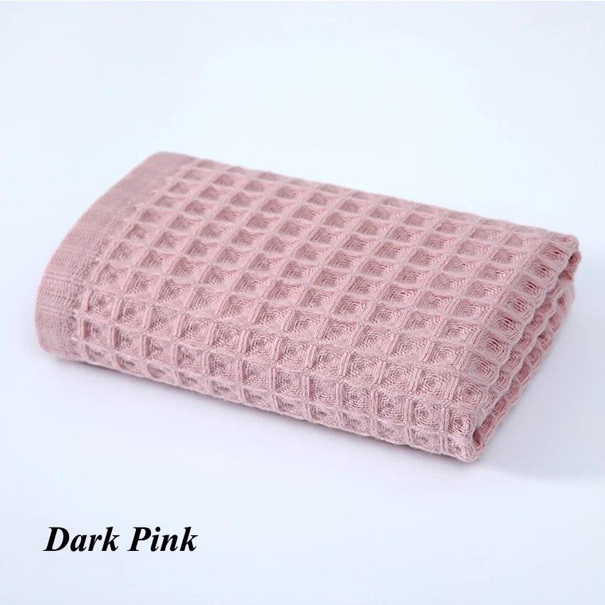 

Вафельное хлопковое банное полотенце, мягкое сотовое сильно впитывающее полотенце для душа для лица для взрослых и детей, домашняя ванная комната, душ, спа, плавание 34*74/70*140 см 34x74cm темно-розовый