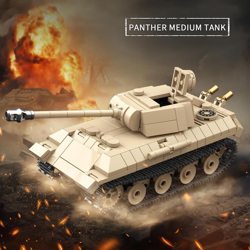 WW2 Panther Medium Tank & RSO Tractor Vehicle Building Blocks, Compatible with Lego Military Set, Great Army Gift for Kids and Teens Over 8 Years Old