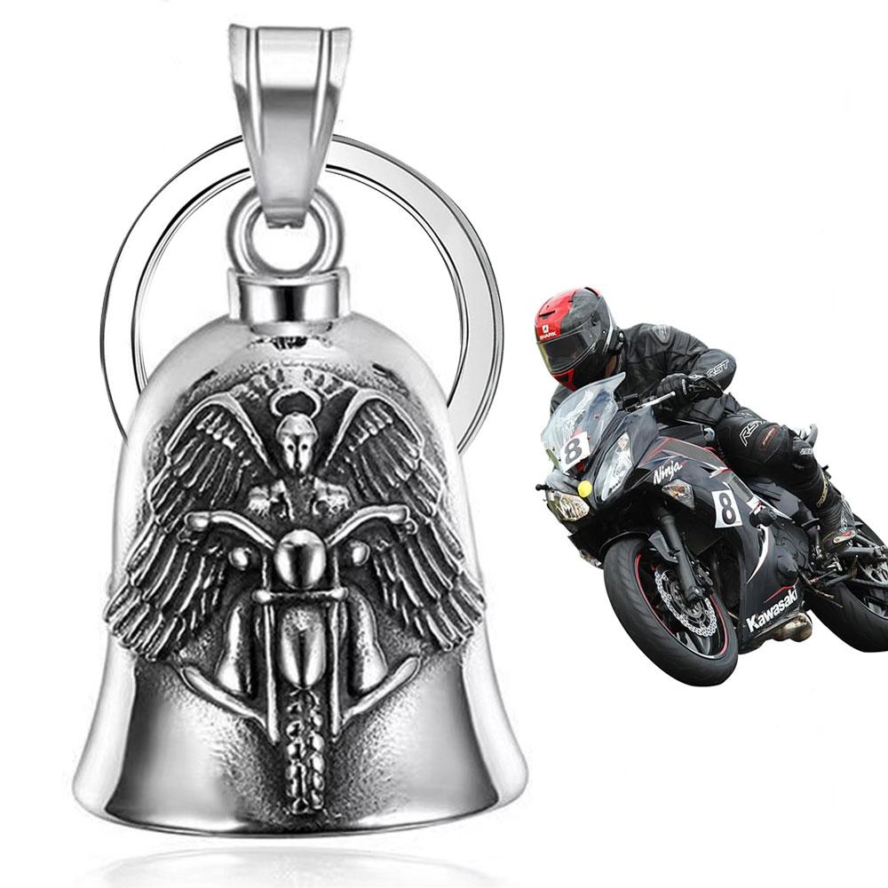1PC Motorcycle Bell With Hanger For Angel Wings Good Luck Biker Bells Vehicle Accessories Car Sticker