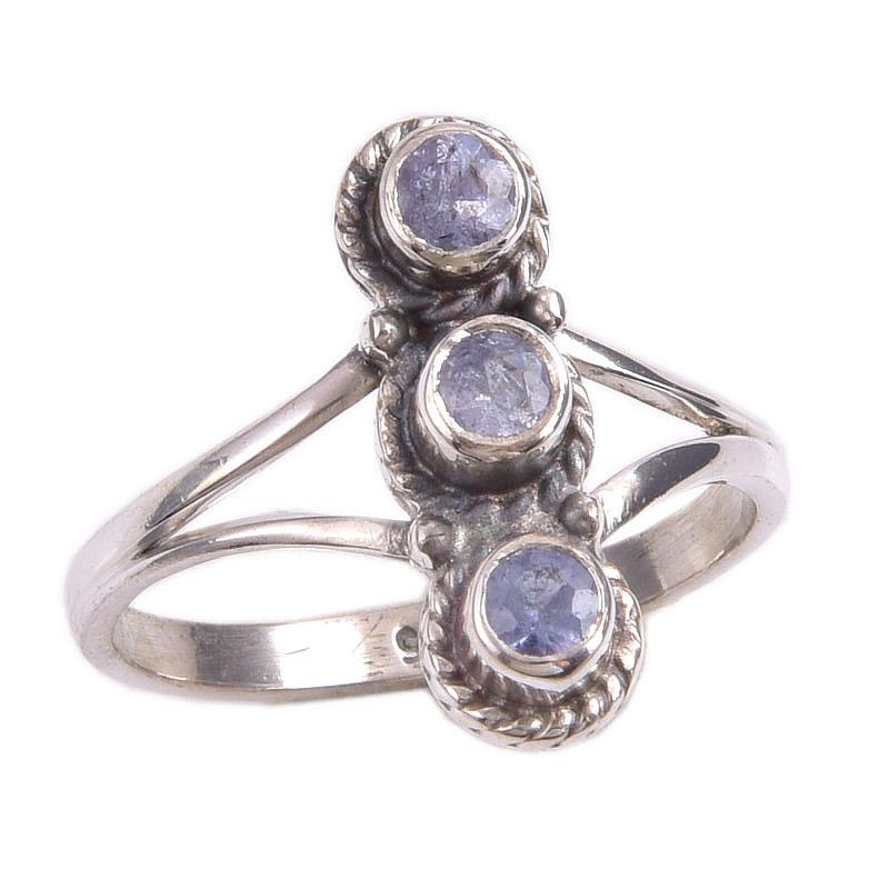 Natural Tanzanite Gemstone 925 Solid Sterling Silver Jewelry Ring Size 6 K5u92