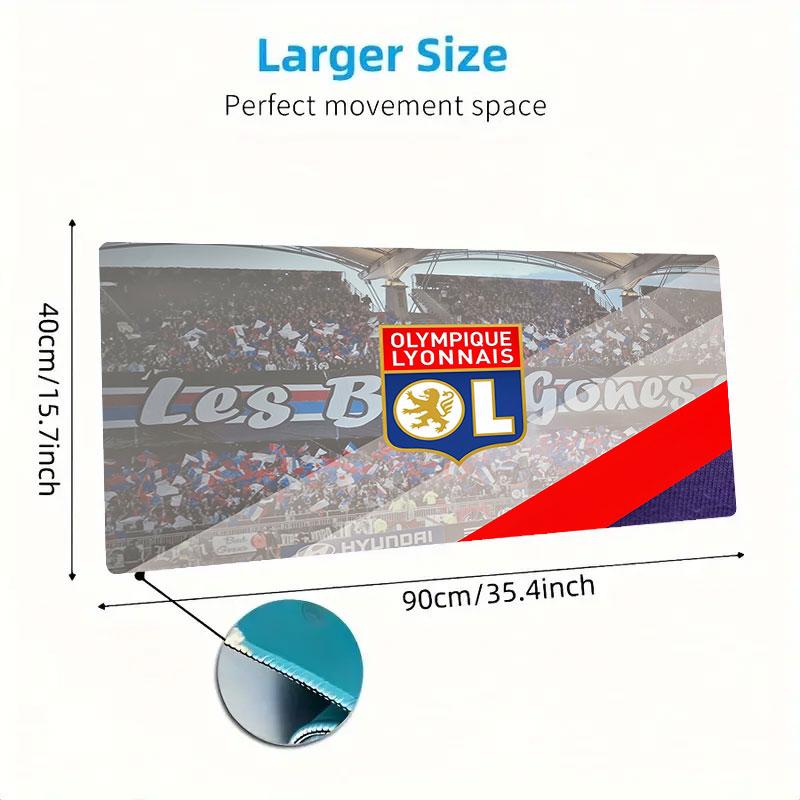 Olympique Lyonnais Football Team Mouse Pad, Large Gaming Desk Mat, Non-slip XXL Mousepad for Laptop & Tablet, Mini PC Playmat with Stitched Edges