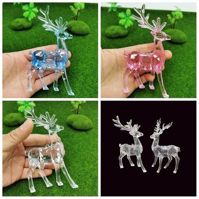 Transparent Akryl Kristall Bambi Dekoration Simulation Husdjursdjur Dekoration Barnfödelsedagspresent DIY Tillbehör Skrivbord