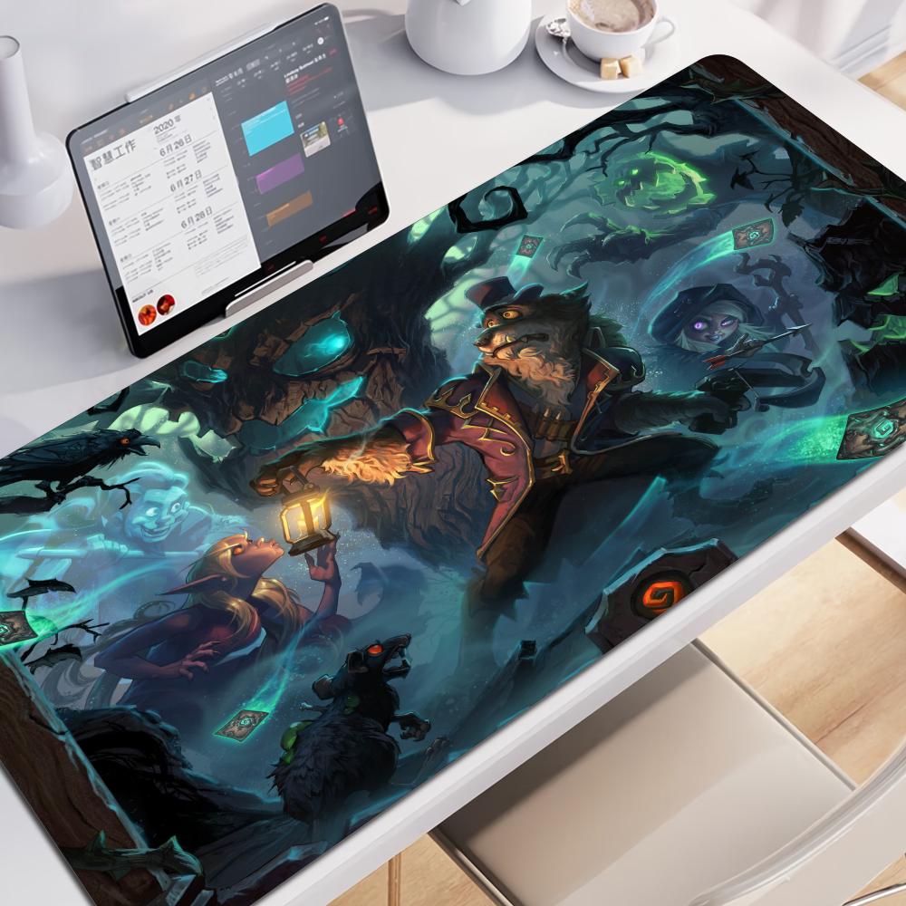 Hot selling item Hearthstone electronic sports Locking edge Gamer Large HD Print Computer Desk Locking Edge Keyboard Mouse Pad