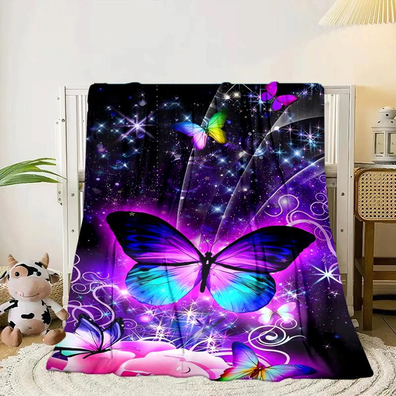 Neon Butterfly Dreamscape Blanket Flannel Blanket Throw Blanket Sofa Cover Blanket Soft Premium Blanket Picnic Blanket Tv Blanket Gifts