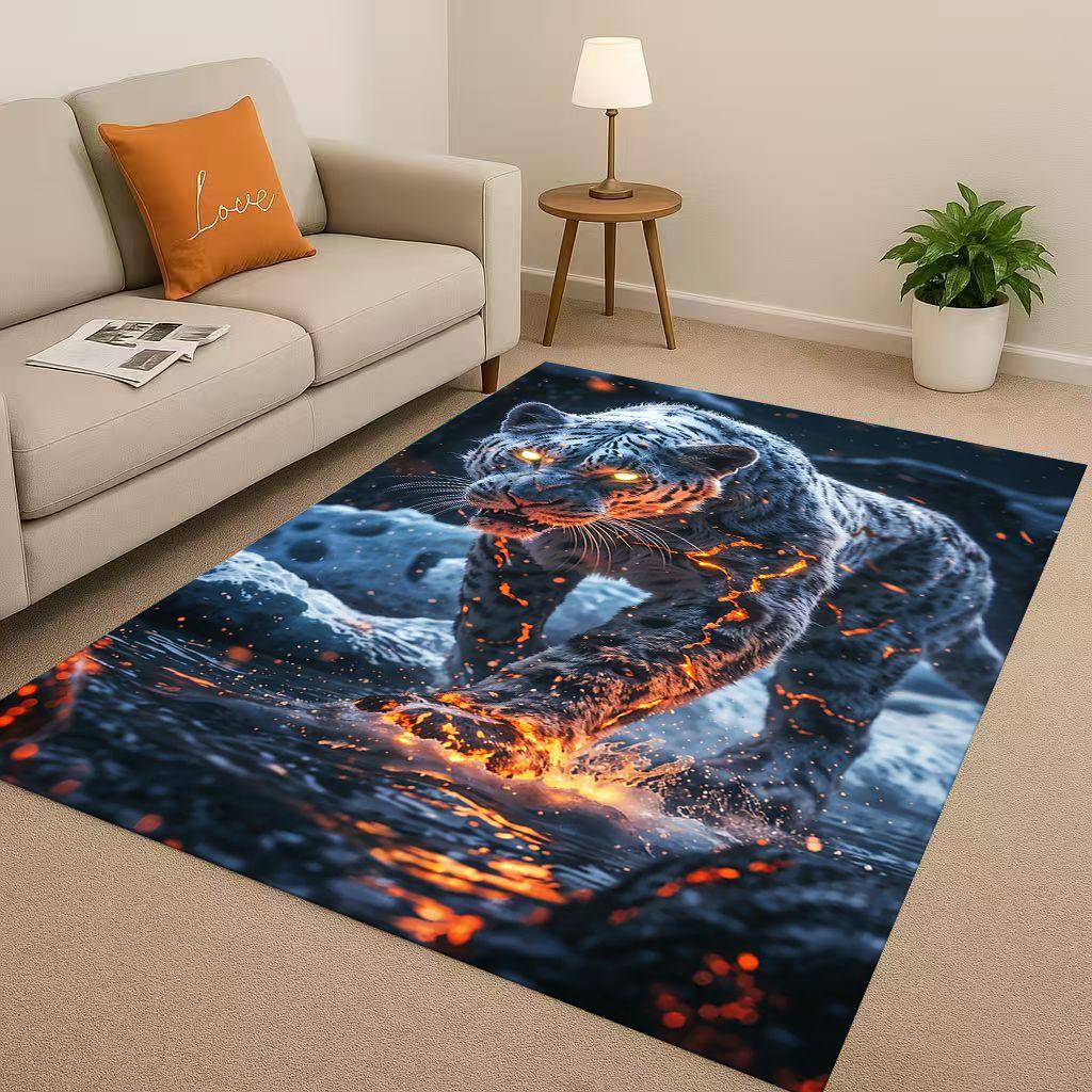 3D Cheetah Leopard Beast Living Room Non Slip Area Rug Soft Carpet for Bedroom Playroom and Sofa ,Easy Clean Home Decor Doormat