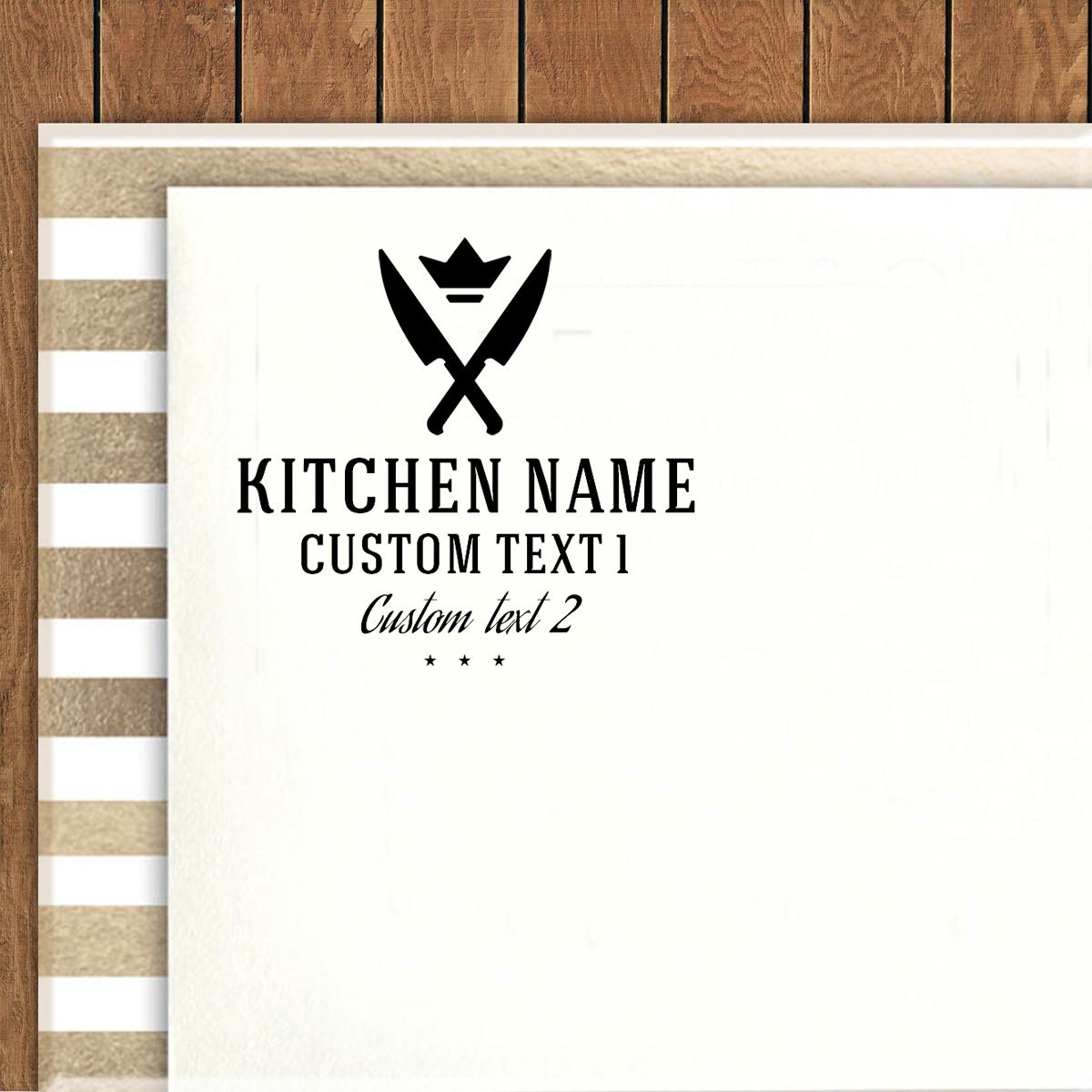 

Printtoo Self Inking Custom Text Round Rubber Stamp Crossed Knives Clipart Personalized Business 50 mm Diameter (Approx) чёрный