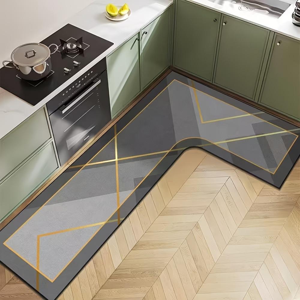 

Kitchen Floor Mat Water-Absorbing And Oil-Absorbing Diatom Mud Floor Mat L-Shaped Floor Mat Wear-Resistant And Dirt-Resistant Anti-Skid Mat Diatom Mud 80*120*45cm