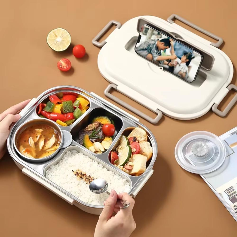 304 Stainless Steel Insulated Compartment Lunch Box Large Capacity Picnic Box  Microwaveable