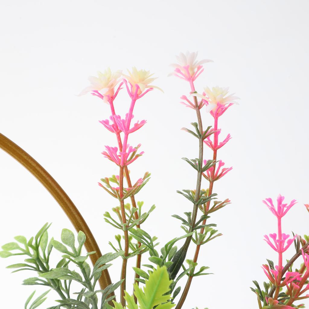 Iron Flower Plant Wall Hanging Wreath Artificial Wreath Silk Fabric Hanging Door Wreath for Living