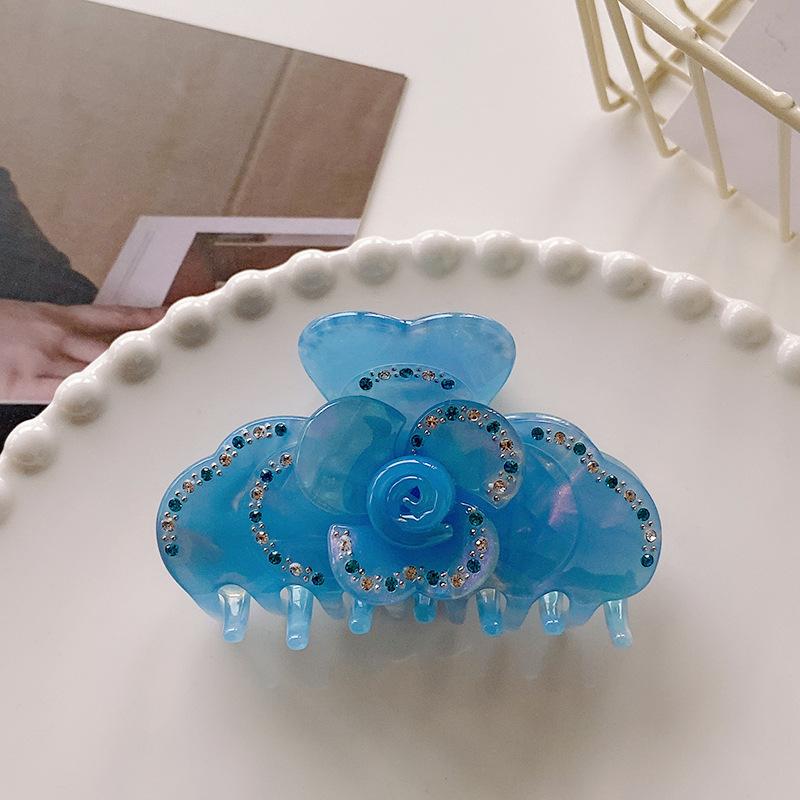 

Exquisite Acetate Floral Hair Clasp Ideal For Elegant Hairstyles Featuring Multiple Options Color Blue7.8cm