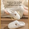Bear Head Cotton Slippers for Women In Autumn and Winter, Indoor Plush Cute Thick Soled Warm Fur Slippers