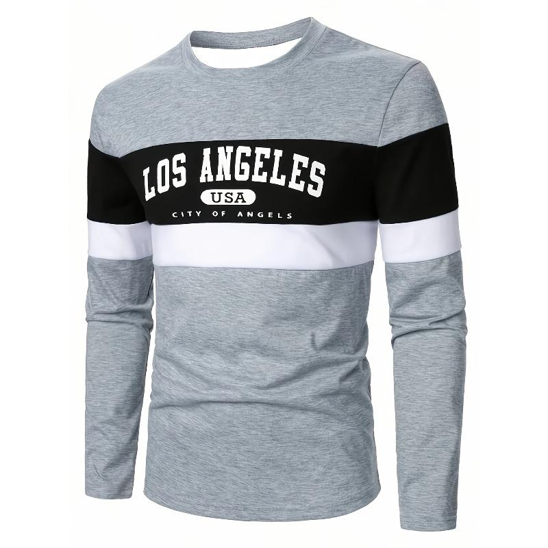 Men 3D Print Long Sleeve Sports T-Shirt, Casual Outdoor Running Top