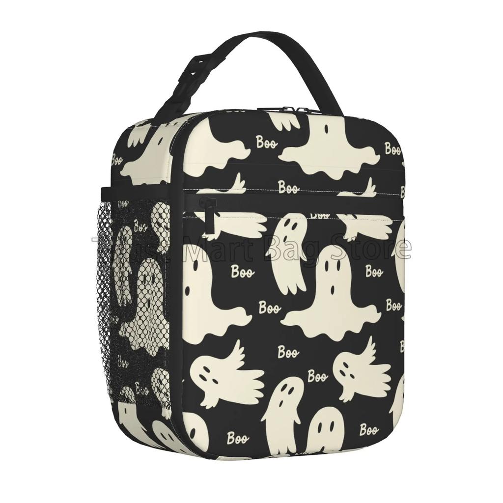Sac à lunch isotherme motif fantôme Boo Réutilisable Portable Imperméable Sac isotherme pour l'école le travail le pique-nique les voyages en plein air