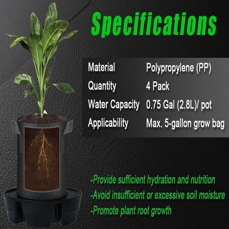 4pcs Auto Watering Plant Saucers Automatic Humidities Control Nonwoven Fabric Pot Trays for Indoor Outdoor Plant