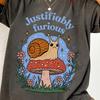 Justifiably Furious Snail Shirt, Cute Cottagecore Graphic Tee, Funny Mushroom Snail Illustration, Aesthetic Nature Lover Gift, Gift for Her