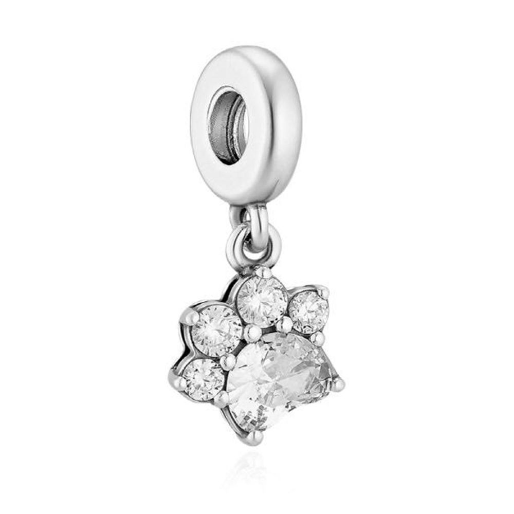 

[PANDORA PANDORA] 792247C01 Sparkling Pet Paw Print Pendant and Dangle Silver Charm 792247C01