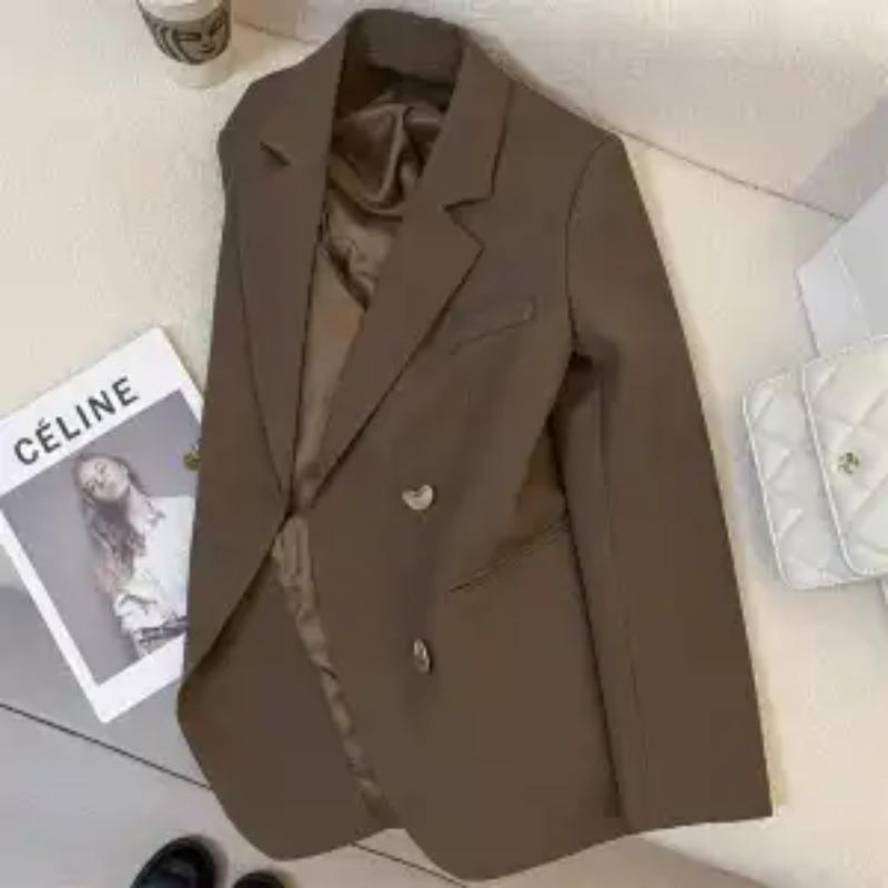 

Новый серый блейзер в стиле хай-энд для весны и осени, женский модный костюм с французской текстурой XXXL коричневый