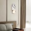 Modern Luxury White Black Natural Marble Led Wall Lamp White Glass 8cm G9 Bulb Sconce For Indoor Foyer Aisle Restaurant Bedroom