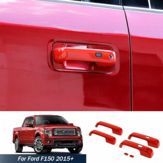 Red Exterior Door Handle Decor Cover Trim Bezels For Ford F150 2015+ Accessories