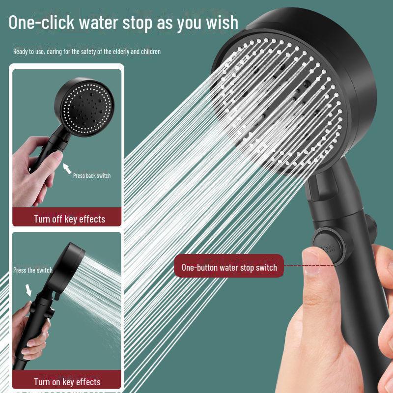 Black Warrior Multi-Function Adjustable Shower Set with Booster and Water-Stop Feature