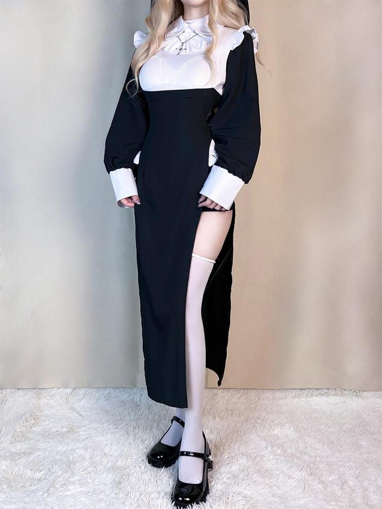 Shangki Manufacturing Nun/Combat Nun Dress, Sexy Cosplay Uniform/Maid Outfit, Women's Costume, Costume for Photoshoots, Plus Size (M)