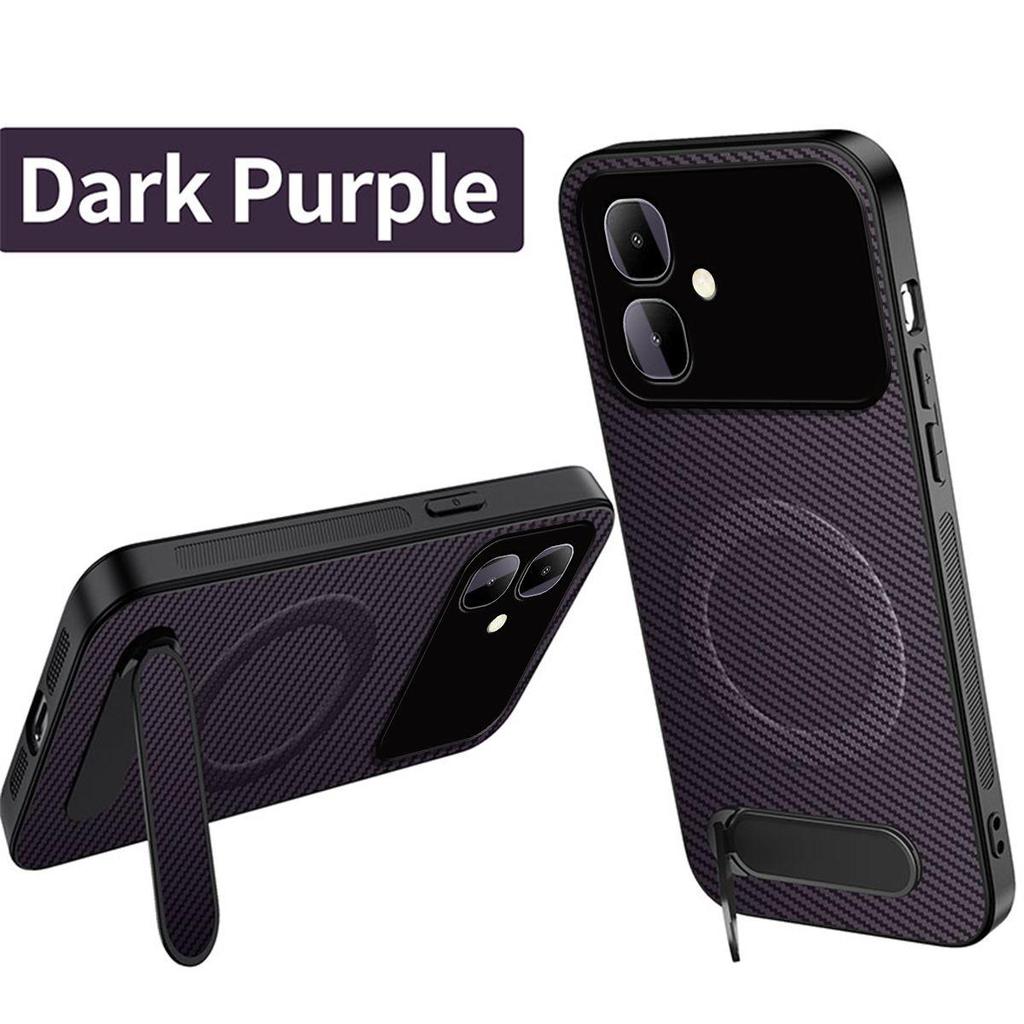 Carbon Fiber Texture TPU Phone Case for infinix SMART 20 Multi‑Angle Kickstand Soft Protective Cover