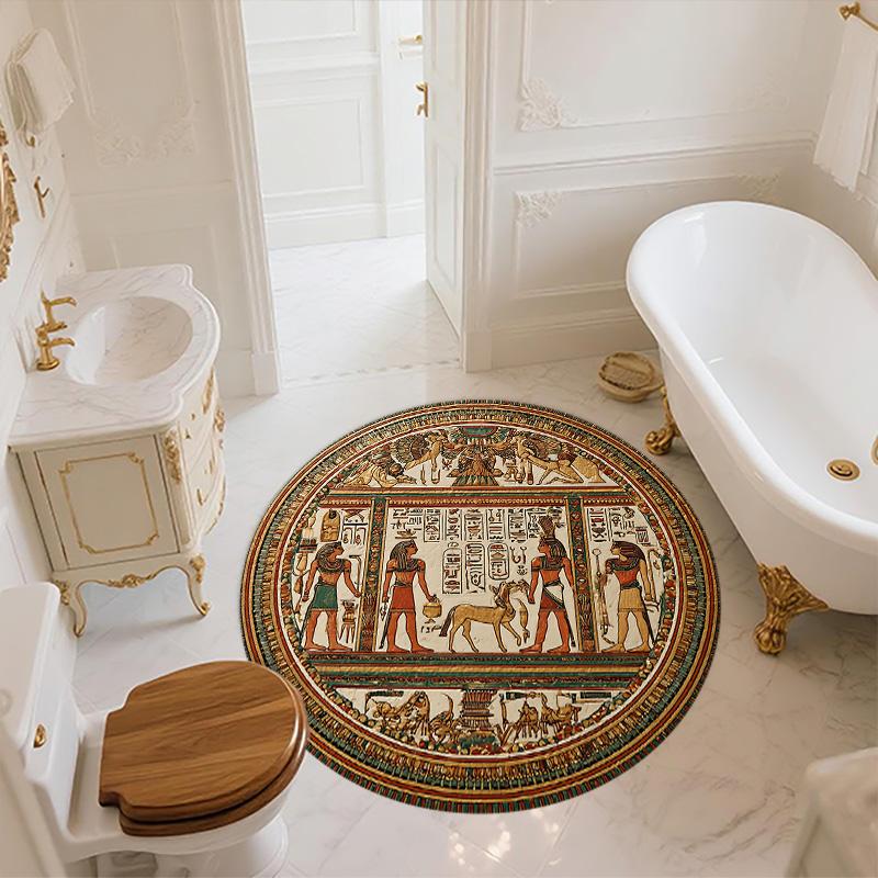 Ancient Egyptian Totem  Round Area Rug,Carpet Rug for Living Room Bedroom Sofa Playroom Decor,Non-slip Floor Mat