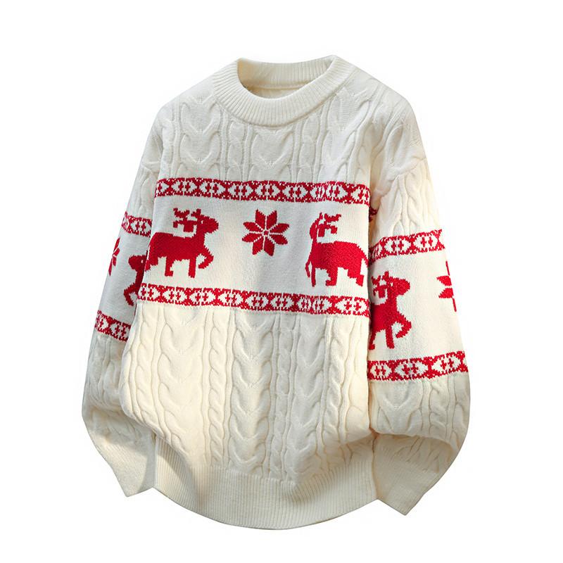 Men's Crewneck Knit Sweater Loose Fit Lightweight Sweaters for Men Casual Twist Textured Patterned Cable Knitted Pullover Sweaters for Christmas