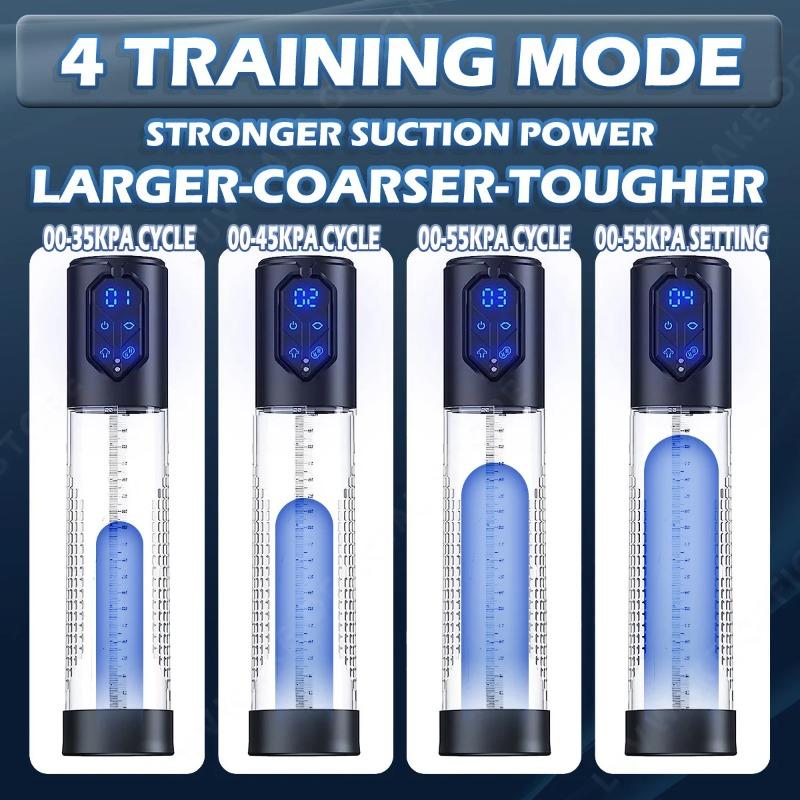 IPX7 Vodotěsná elektrická pumpa na penis pro zvětšení Man Vakuová pumpa Rozšíření Prodloužená pumpa 4 úrovně sání