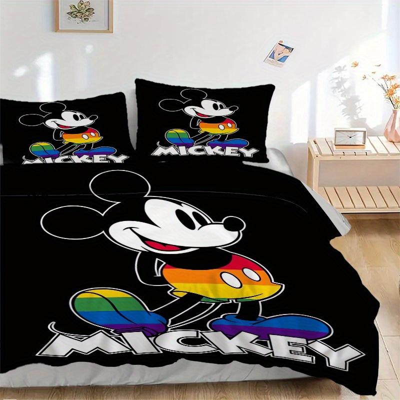 

3pcs Colorful Mickey Design Printed Quilt Set, Includes 1 Quilt Cover and 2 Pillowcases, Machine Washable, Suitable for All Seasons.F013 135x200cm