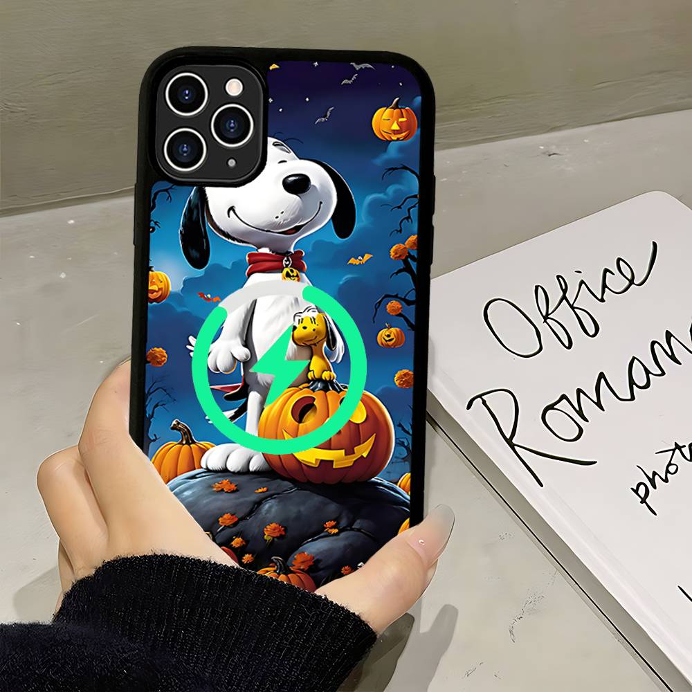 Cute Cartoon S-Snoopys For Magsafe Magnetic Phone Case Wireless PC+TPU For IPhone 11 12 13 14 15 16 17 Pro Max Plus