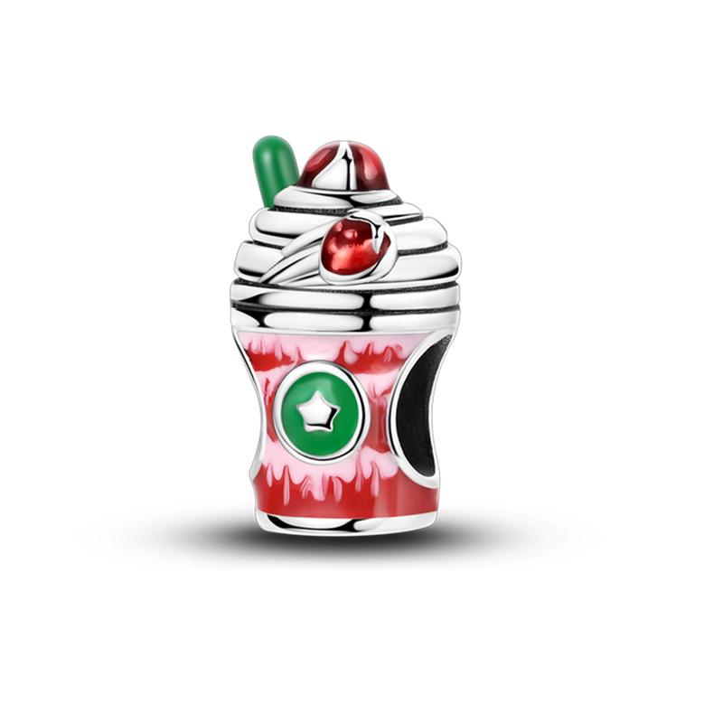Kupferfarbene Erdbeer-Kirsch-Apfel-Avocado-Frucht-Anhänger Perlen Passend für Qikaola Original Armbänder Feiner DIY Geburtstagsschmuck