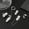 4/5Pcs Fingertip Ring Irregular Metal Silver Color Finger Ring Set Women Alloy Finger Cot Chain Nail Ring Party Jewelry