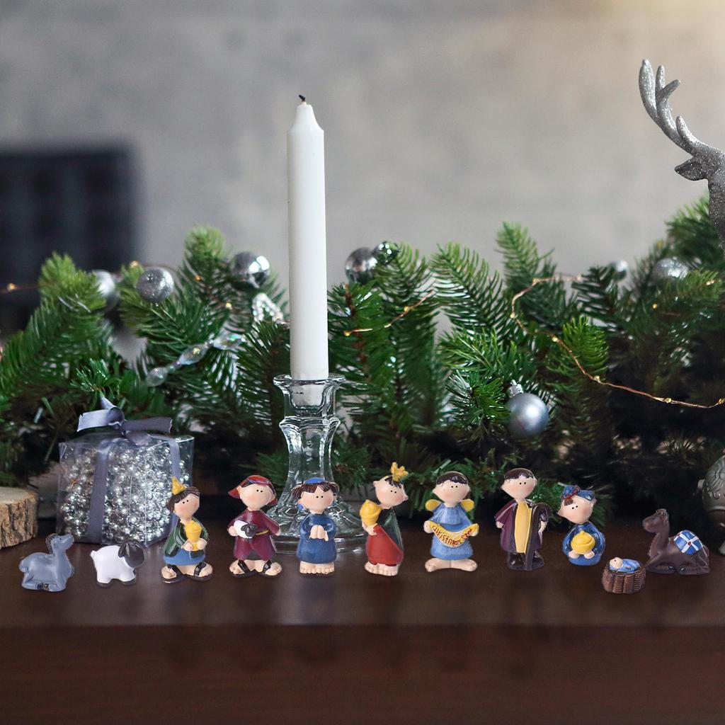 Nativity Sets Figures 11 Pieces Resin Nativity Figure Sets Decoration Mini Decor Figurines Toys Christian Family Tabletop