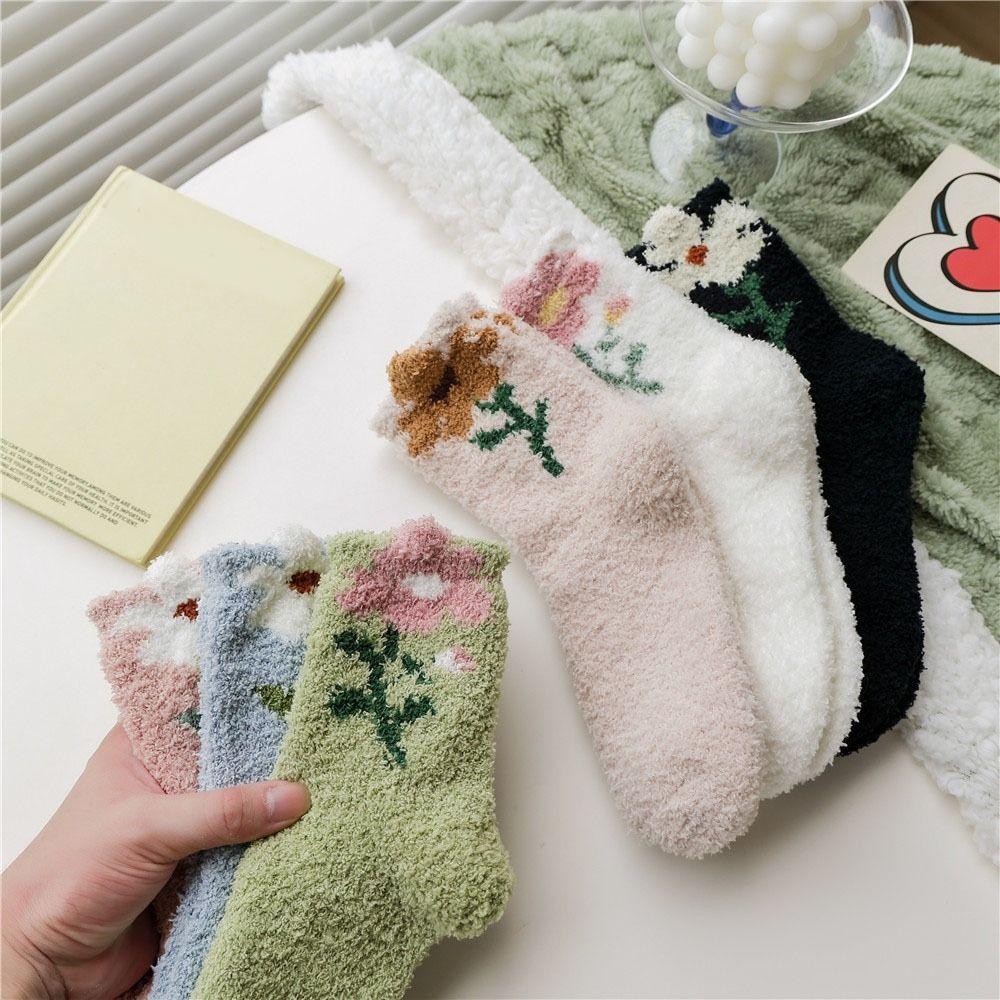 6Pairs Thickened Floor Plush Socks Winter Warm Socks Women Comfortable Coral Fleece Socks  Autumn